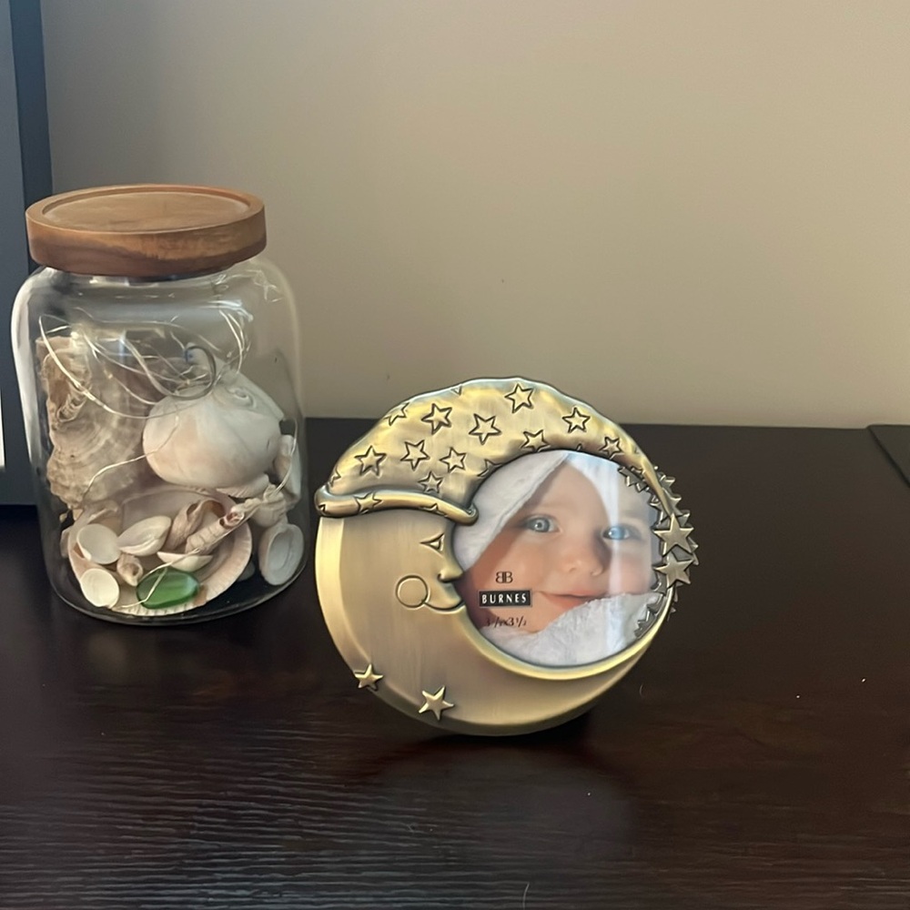 Burnes of Boston vintage 1991 Brass Moon and Stars Photo Frame 3.5x3.5